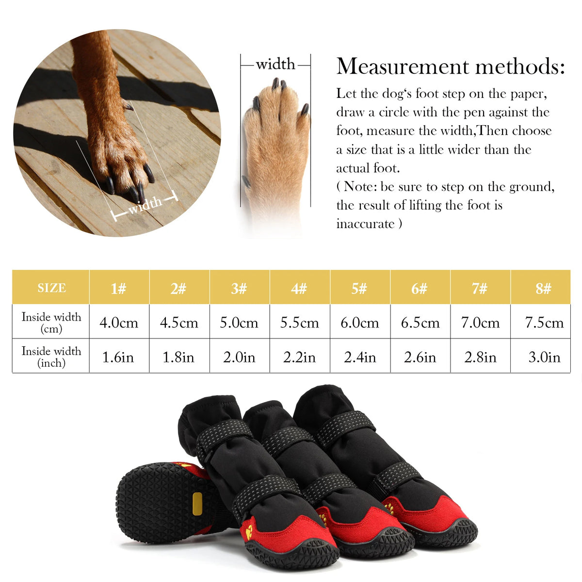 Dog Rain Boots for Large Dogs Waterproof High Top Warm Fleece-Lined Pet Snow Booties Skid-Proof Paw Protector for Running Hiking