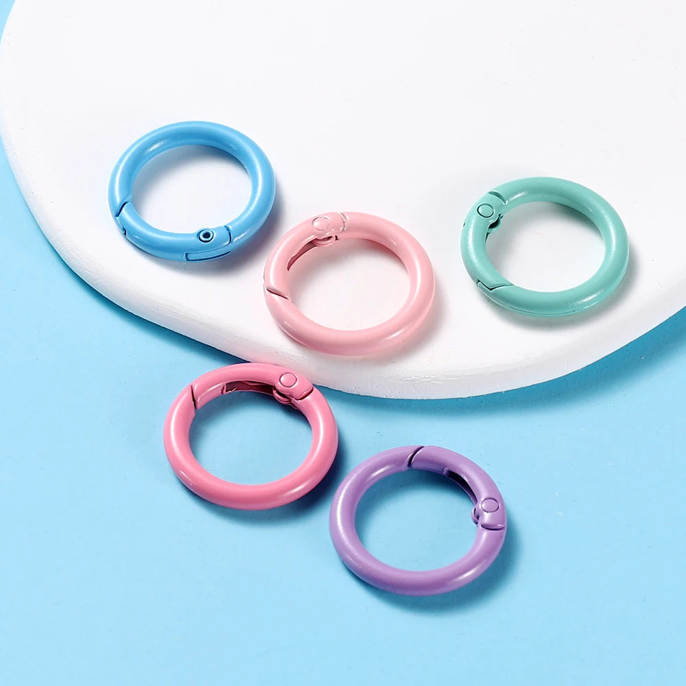 5Pcs Colorful Metal O Ring Spring Clasp Openable Round Carabiner Keychain Clips Hook Dog Chain DIY Jewelry Buckle Connector