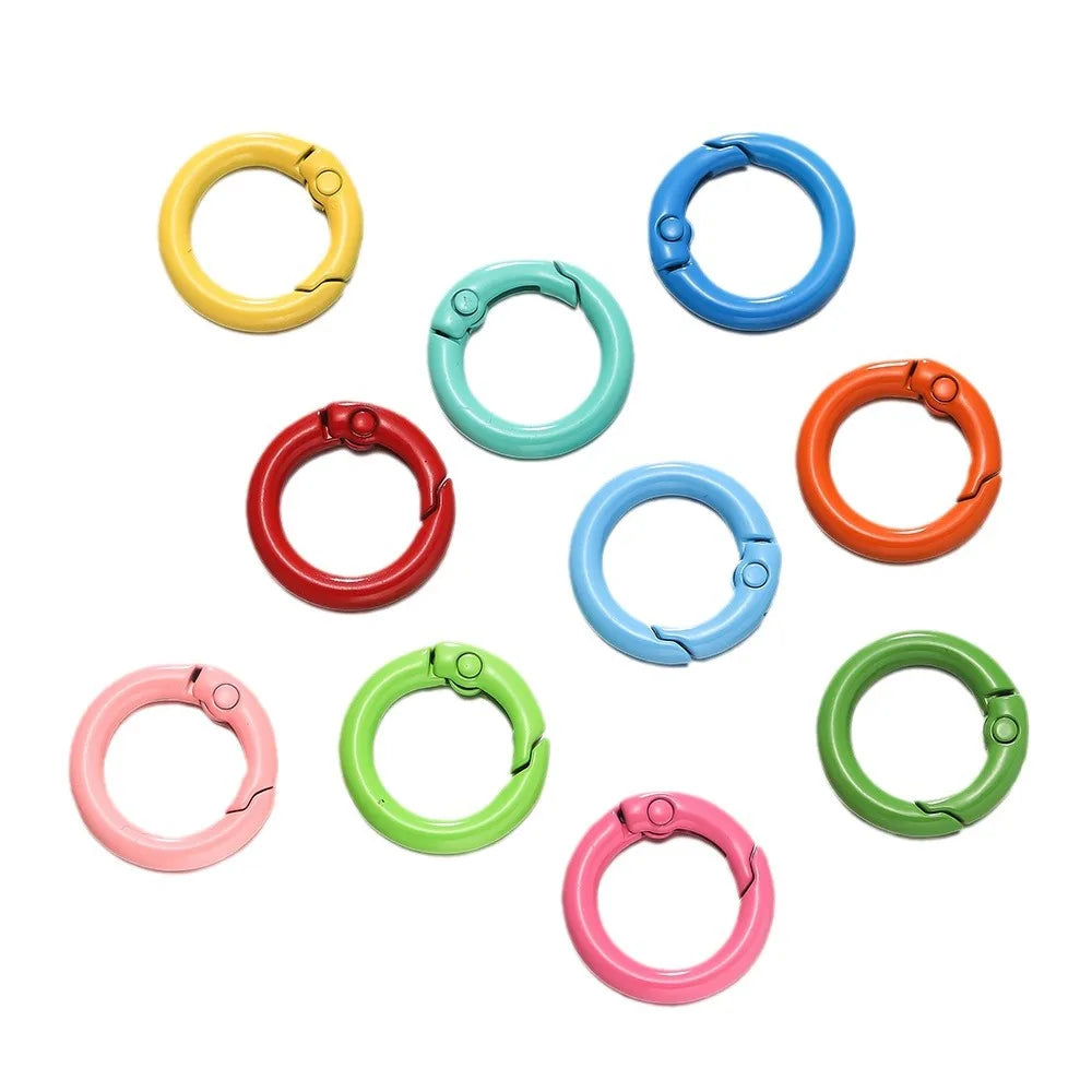 5Pcs Colorful Metal O Ring Spring Clasp Openable Round Carabiner Keychain Clips Hook Dog Chain DIY Jewelry Buckle Connector