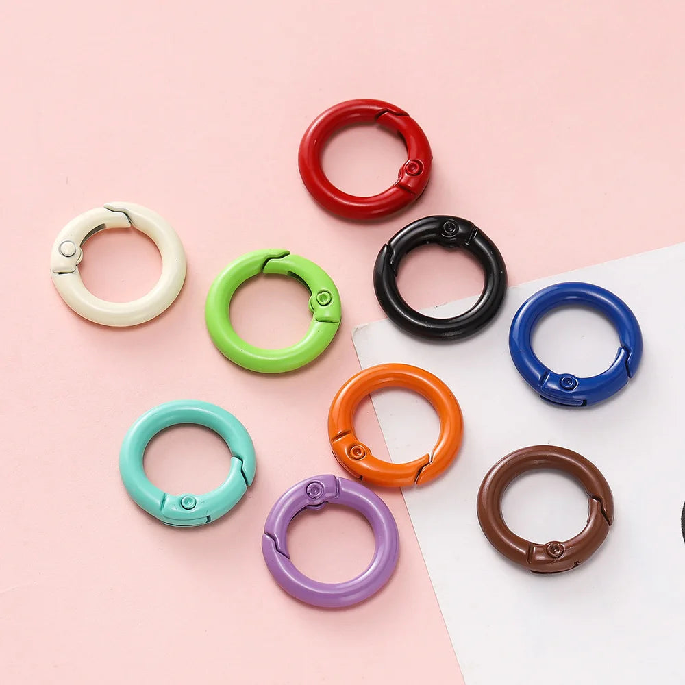 5Pcs Colorful Metal O Ring Spring Clasp Openable Round Carabiner Keychain Clips Hook Dog Chain DIY Jewelry Buckle Connector