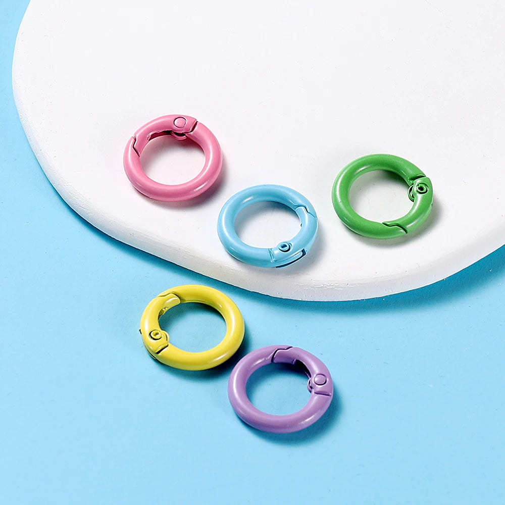 5Pcs Colorful Metal O Ring Spring Clasp Openable Round Carabiner Keychain Clips Hook Dog Chain DIY Jewelry Buckle Connector